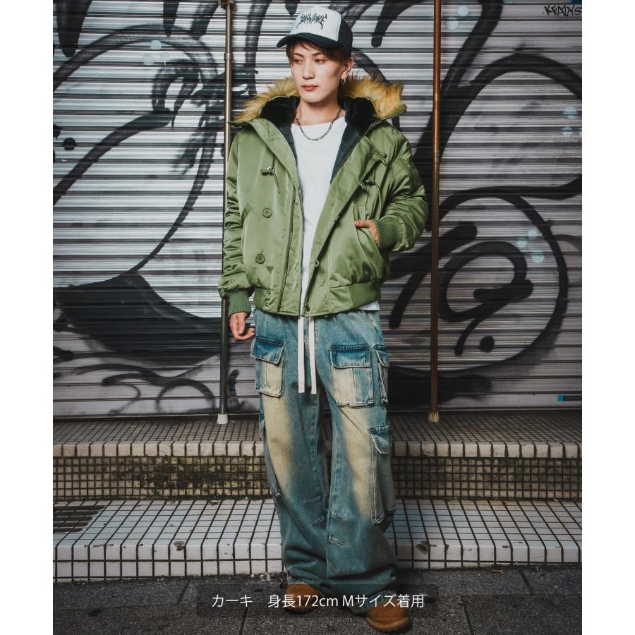 ミリタリージャケット メンズ N-2B ミリタリーコート ファージャケット ショートコート 大きめ アメカジ カジュアル ワーク スケーター ストリート 古着MIX 韓国 | improves | 10