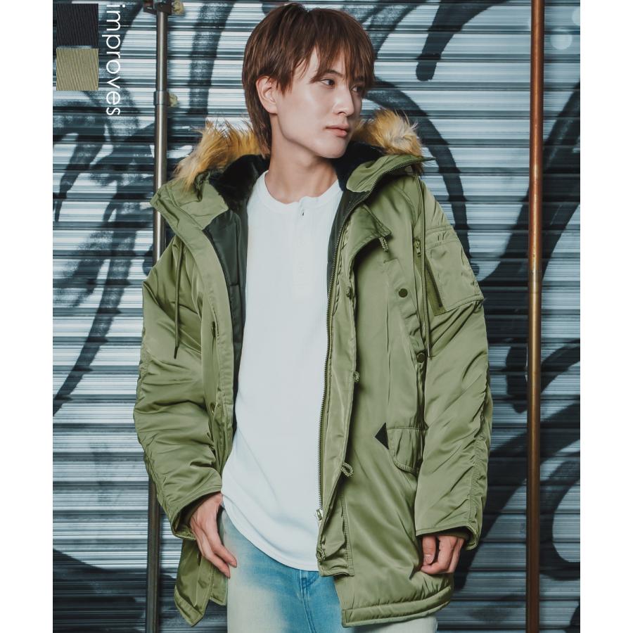 ミリタリージャケット メンズ N-3B ミリタリーコート ファージャケット ショートコート 大きめ アメカジ カジュアル ワーク スケーター ストリート 古着MIX 韓国 | improves