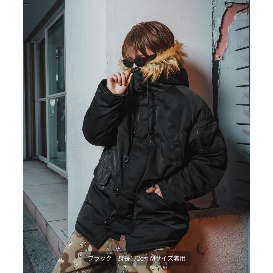 ミリタリージャケット メンズ N-3B ミリタリーコート ファージャケット ショートコート 大きめ アメカジ カジュアル ワーク スケーター ストリート 古着MIX 韓国 | improves | 05