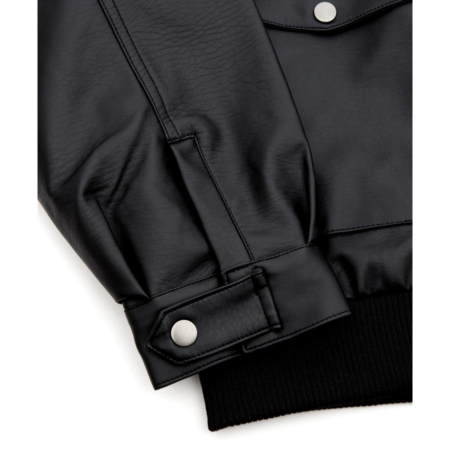 ミリタリージャケット メンズ A-2 ブルゾン フェイクレザー PUレザージャケット 大きめ アメカジ カジュアル ワーク スケーター ストリート 90s 古着MIX 韓国 | improves | 09