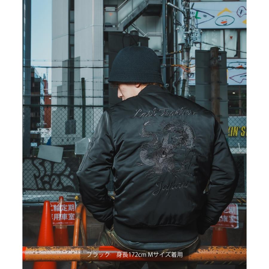 スカジャン メンズ MA-1 刺しゅう ブルゾン ミリタリージャケット 大きめ アメカジ カジュアル ワーク スケーター ストリート 90s 古着MIX 韓国 ブラック カーキ | improves | 05