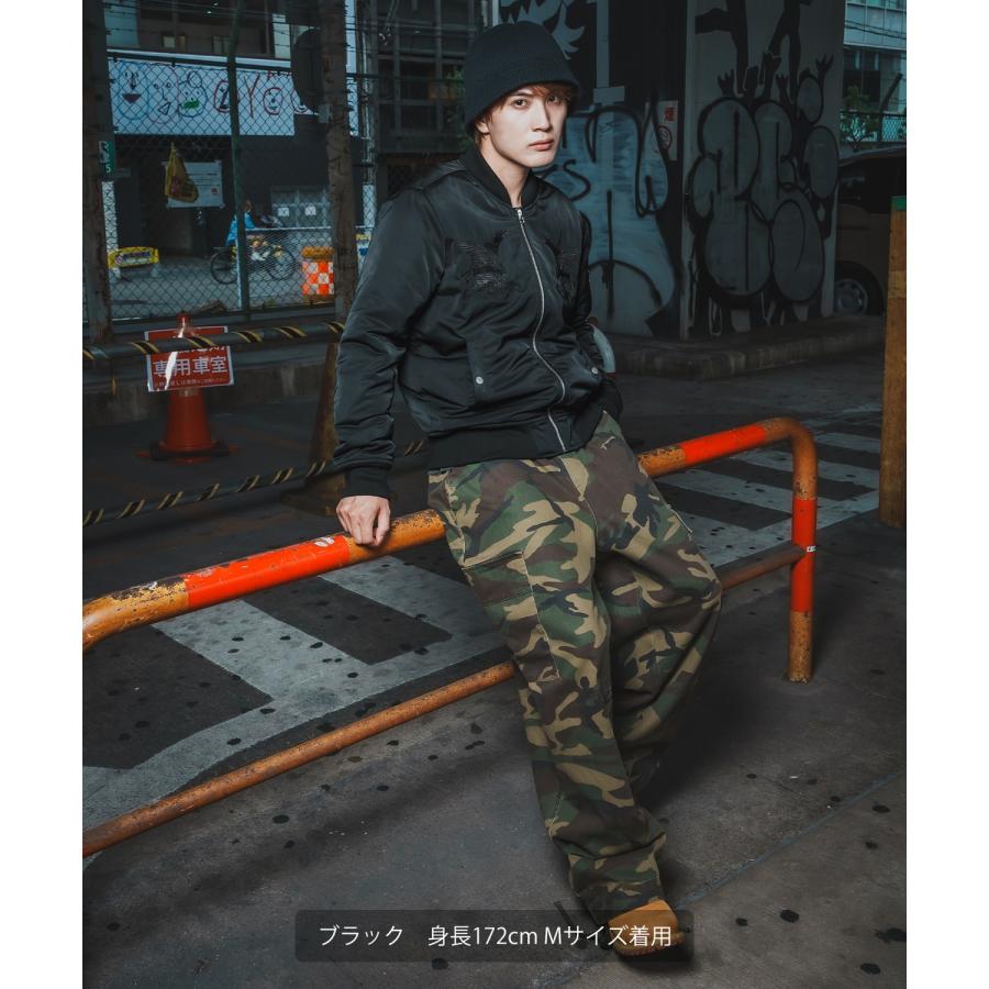 スカジャン メンズ MA-1 刺しゅう ブルゾン ミリタリージャケット 大きめ アメカジ カジュアル ワーク スケーター ストリート 90s 古着MIX 韓国 ブラック カーキ | improves | 06