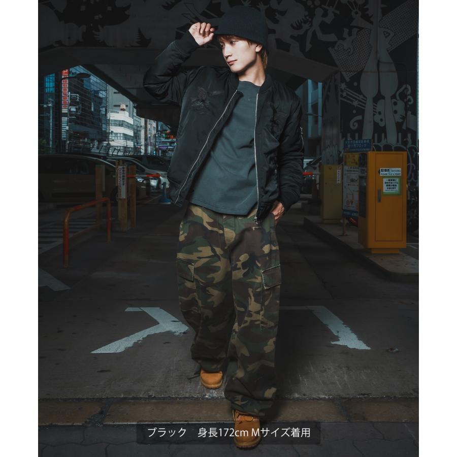 スカジャン メンズ MA-1 刺しゅう ブルゾン ミリタリージャケット 大きめ アメカジ カジュアル ワーク スケーター ストリート 90s 古着MIX 韓国 ブラック カーキ | improves | 07