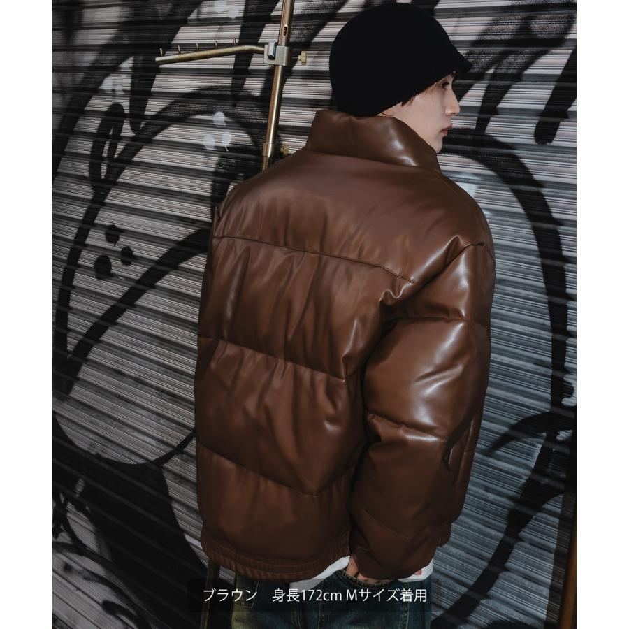 フェイクレザー 中綿 パデットジャケット メンズ レディース パディング ショート丈 ブルゾン アウター 防寒 オーバーサイズ 韓国 ストリート 古着MIX | improves | 12