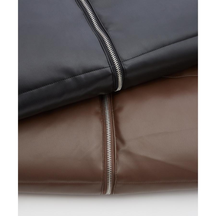 フェイクレザー 中綿 パデットジャケット メンズ レディース パディング ショート丈 ブルゾン アウター 防寒 オーバーサイズ 韓国 ストリート 古着MIX | improves | 14