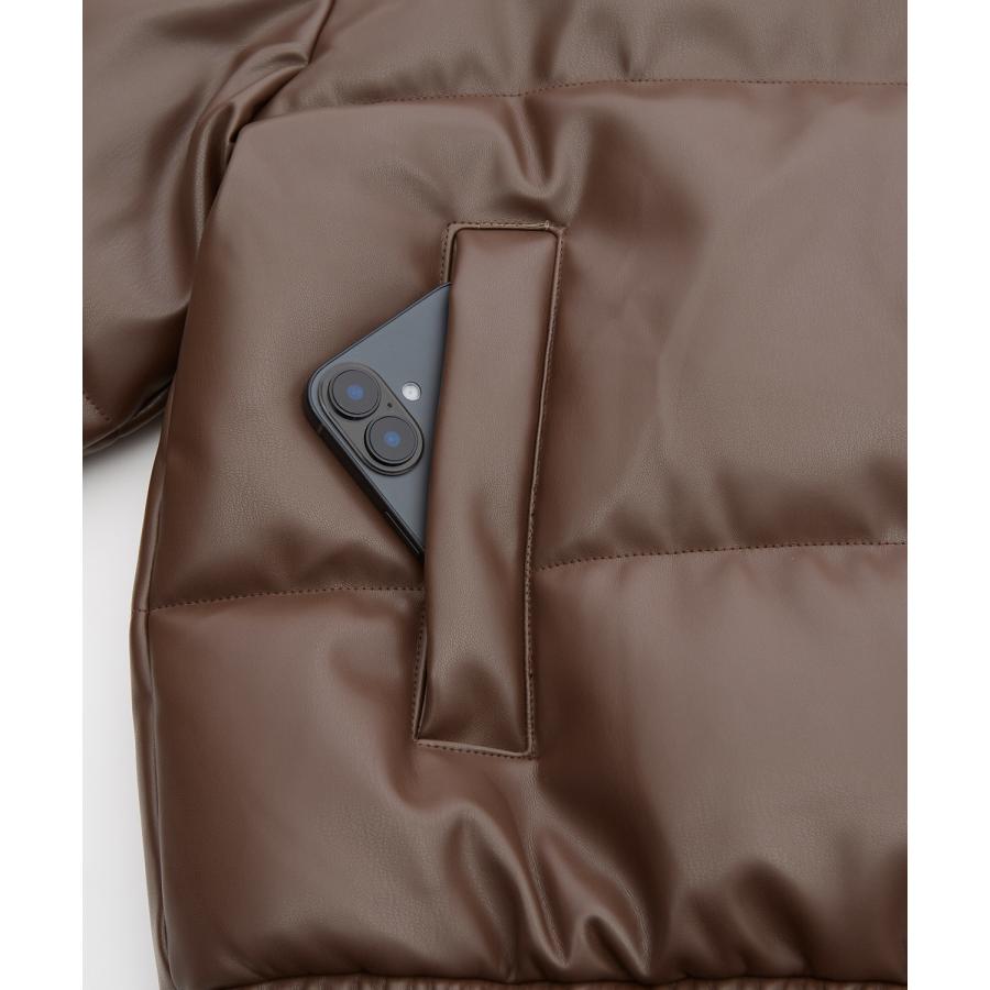 フェイクレザー 中綿 パデットジャケット メンズ レディース パディング ショート丈 ブルゾン アウター 防寒 オーバーサイズ 韓国 ストリート 古着MIX | improves | 16