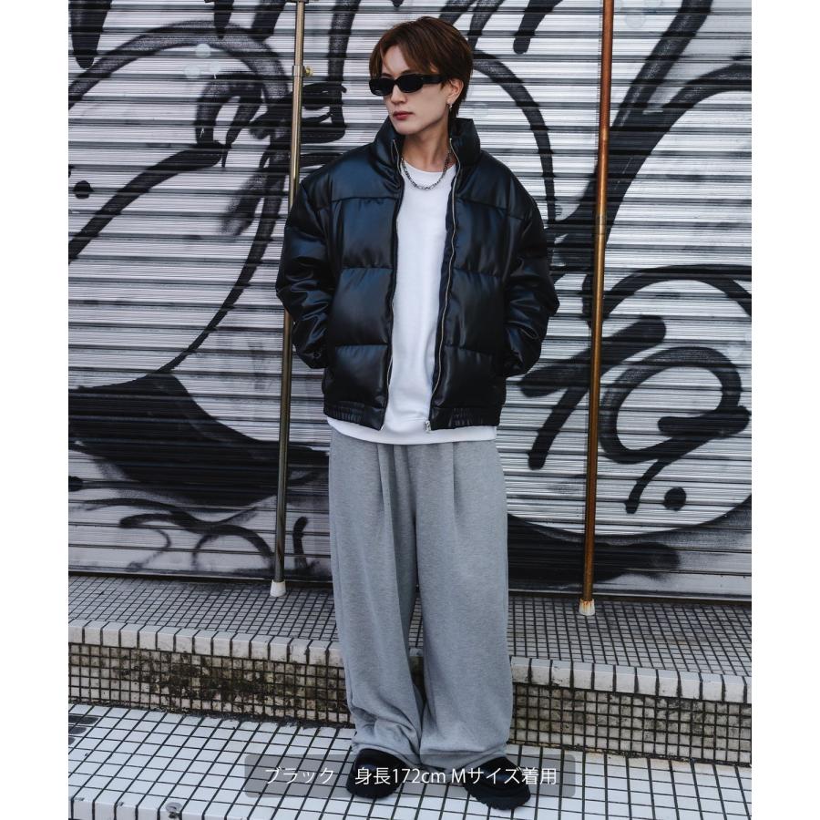 フェイクレザー 中綿 パデットジャケット メンズ レディース パディング ショート丈 ブルゾン アウター 防寒 オーバーサイズ 韓国 ストリート 古着MIX | improves | 07