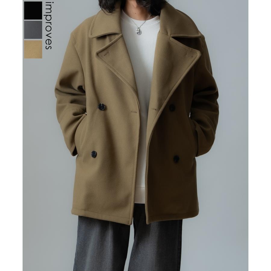 コート メンズ ウールライク ショートコート 大きめ モード きれいめ クラシカル カジュアル シンプル オーセンティック 古着MIX 韓国ファッション | improves