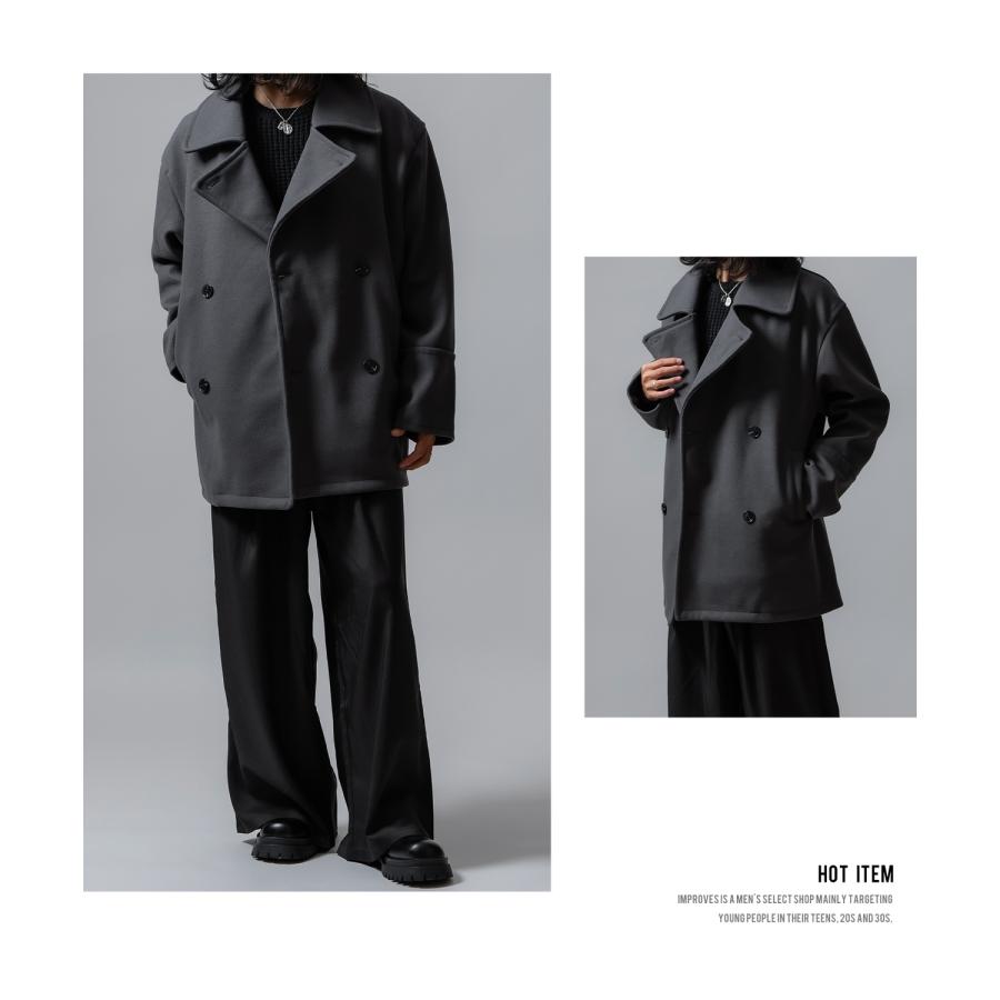 コート メンズ ウールライク ショートコート 大きめ モード きれいめ クラシカル カジュアル シンプル オーセンティック 古着MIX 韓国ファッション | improves | 18