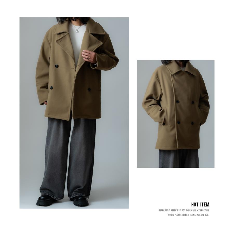コート メンズ ウールライク ショートコート 大きめ モード きれいめ クラシカル カジュアル シンプル オーセンティック 古着MIX 韓国ファッション | improves | 08