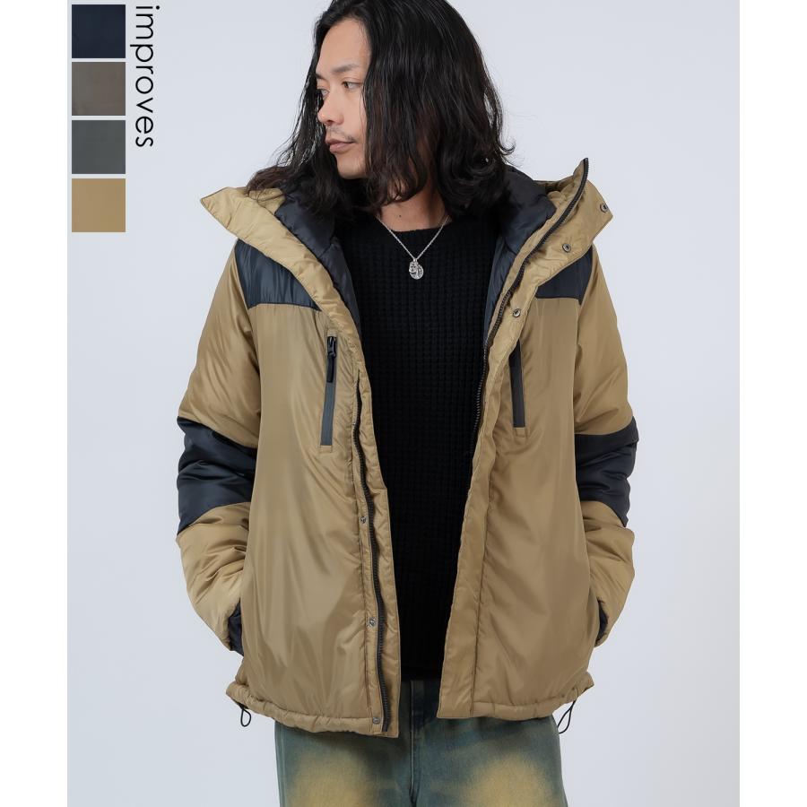 ダウンジャケット メンズ 中綿 ナイロン マウンテンパーカー フーディー ジャンパー アウター 防寒 オーバーサイズ アウトドア ストリート アメカジ | improves