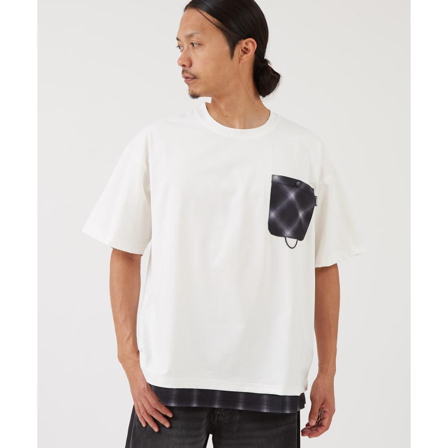 半袖Tシャツ メンズ GERRY ジェリー 裾ドローコード ドットエアー レイヤード カットソー アウトドア ストリート アメカジ 古着MIX ブラック ホワイト | GERRY