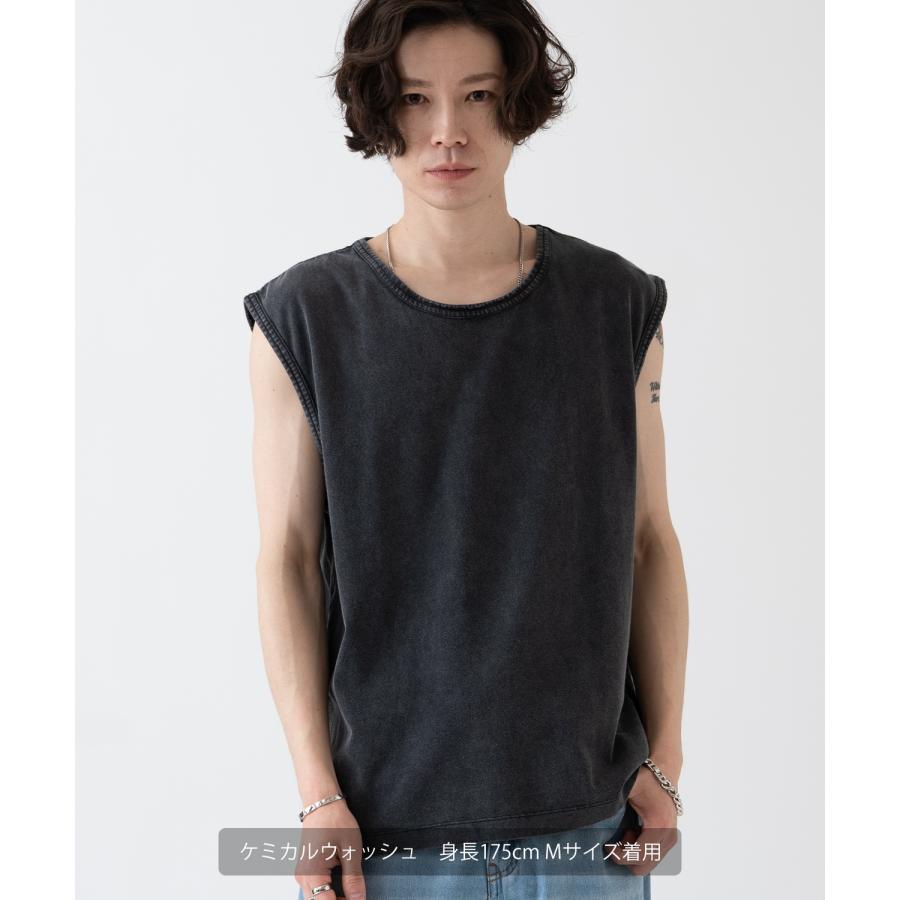 タンクトップ メンズ 無地 ノースリーブ インナー アメカジ カジュアル スケーター ストリート 古着MIX 韓国ファッション ブラック ホワイト ケミカルウォッシュ | improves | 04