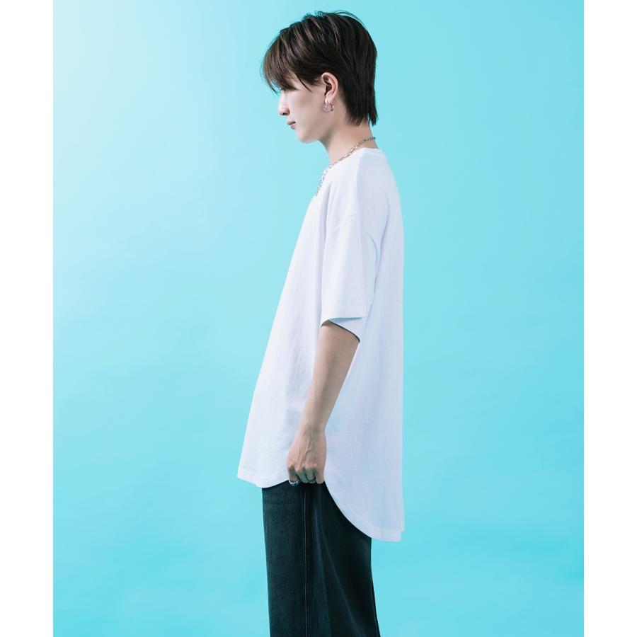 半袖Tシャツ メンズ レディース オーバーサイズ SHISKY イレギュラーヘム ロング丈 カットソー ビッグシルエット ストリート 韓国ファッション | improves | 05