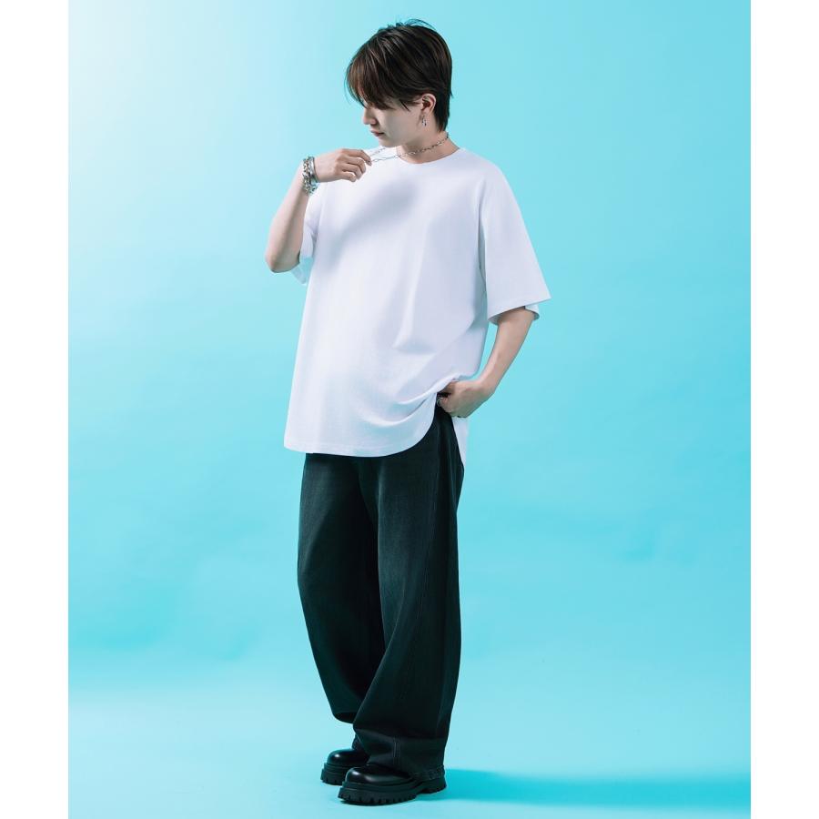 半袖Tシャツ メンズ レディース オーバーサイズ SHISKY イレギュラーヘム ロング丈 カットソー ビッグシルエット ストリート 韓国ファッション | improves | 07