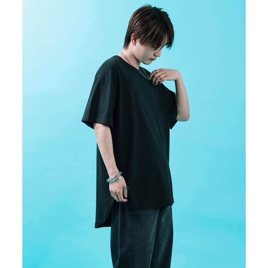 半袖Tシャツ メンズ レディース オーバーサイズ SHISKY イレギュラーヘム ロング丈 カットソー ビッグシルエット ストリート 韓国ファッション | improves | 08
