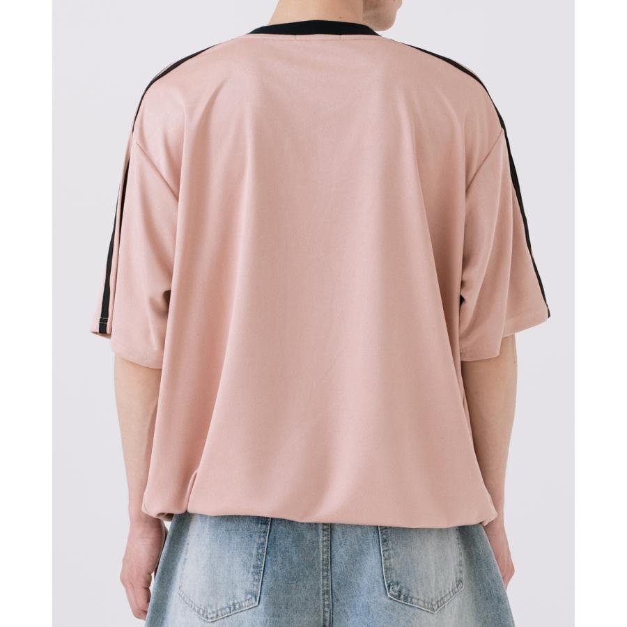 半袖Tシャツ メンズ ライン柄 Vネック ゲームシャツ オーバーサイズ スポーティー カジュアル ストリート 韓国ファッション Y2K ホワイト グレー ピンク | improves | 06