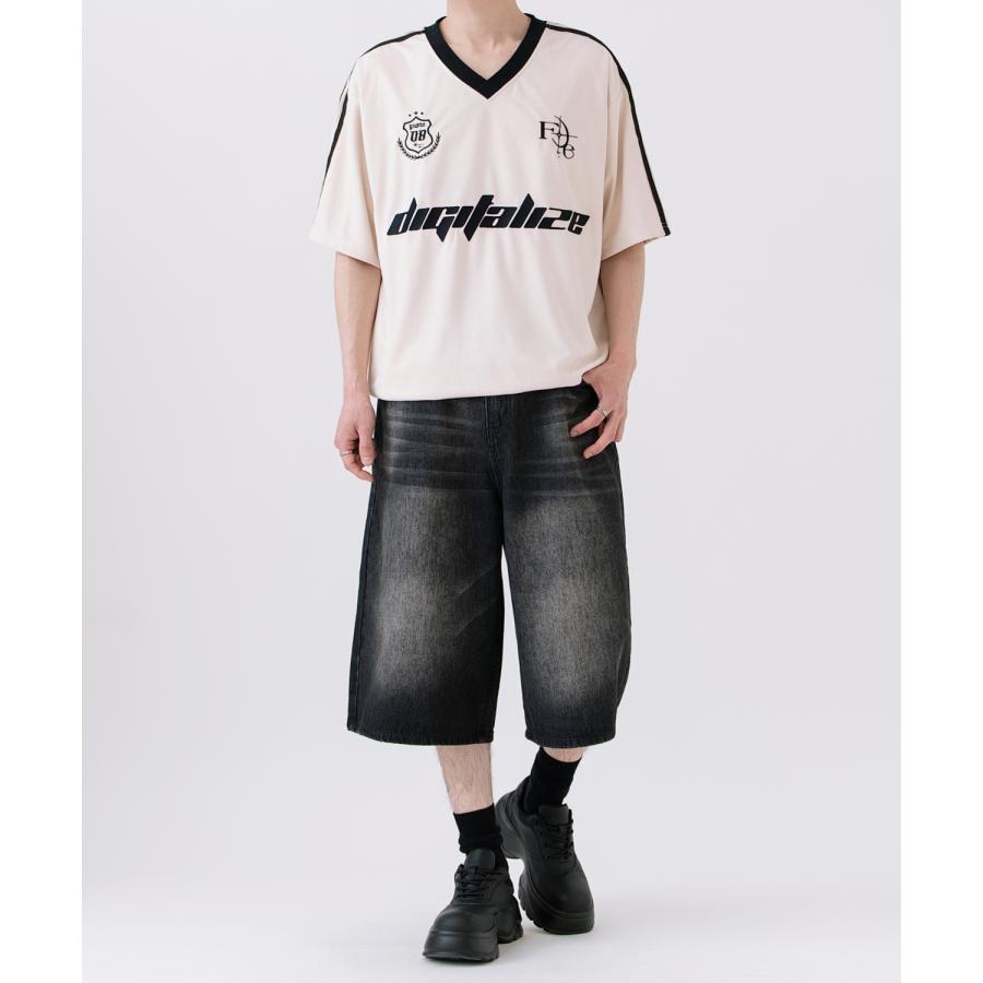 半袖Tシャツ メンズ ライン柄 Vネック ゲームシャツ オーバーサイズ スポーティー カジュアル ストリート 韓国ファッション Y2K ホワイト グレー ピンク | improves | 12