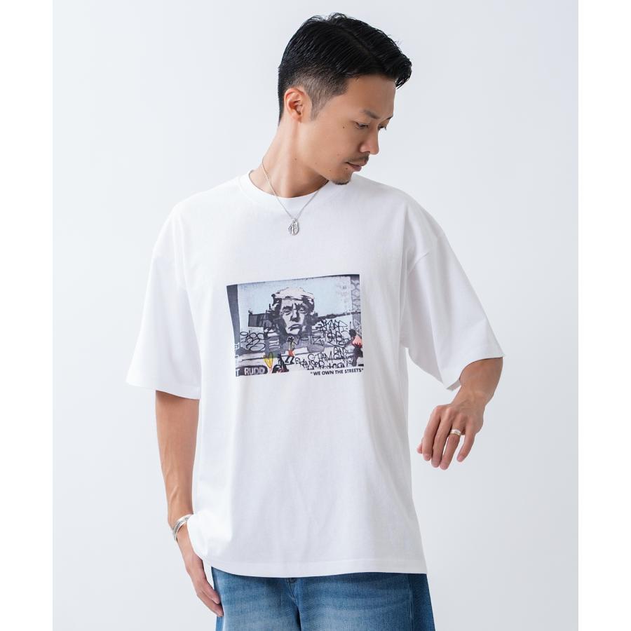 半袖Tシャツ メンズ オリジナルプリント 半袖Tシャツ ボスアートウォール アート グラフィック カットソー カジュアル アメカジ ストリート スケーター ホワイト | improves