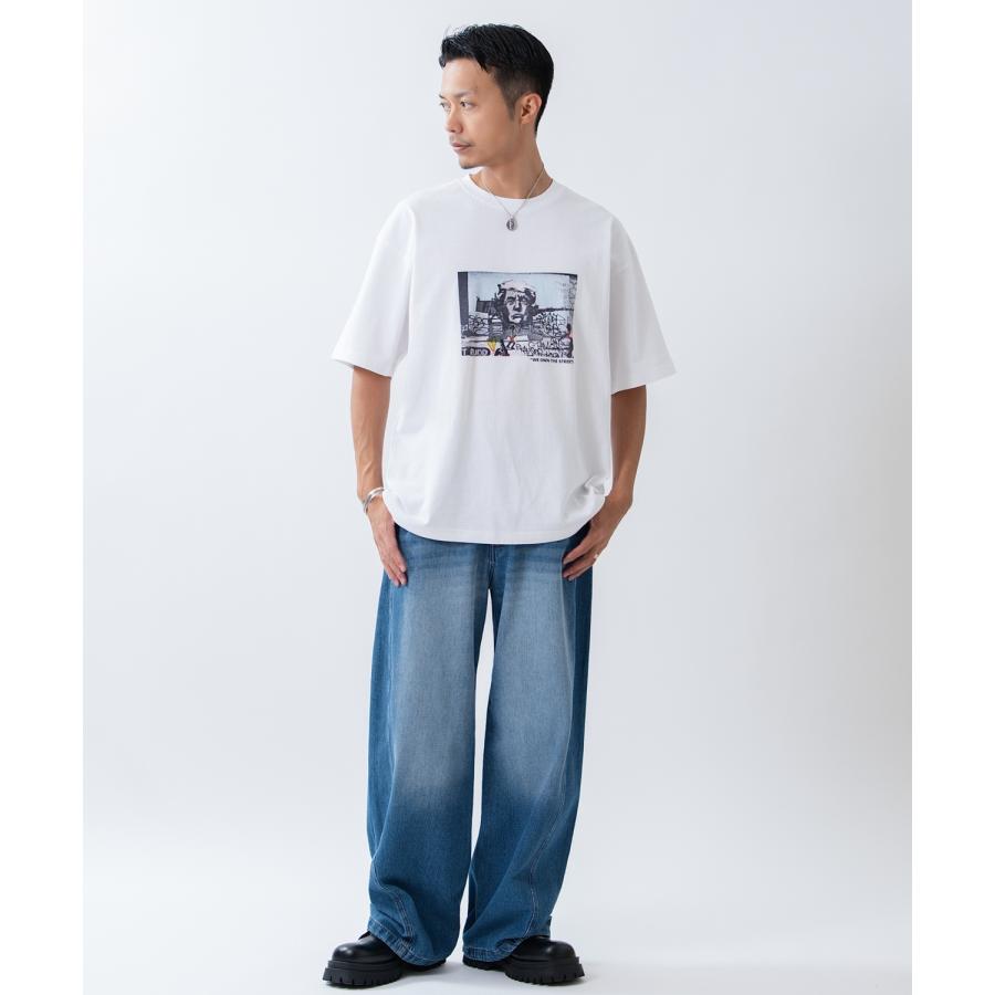 半袖Tシャツ メンズ オリジナルプリント 半袖Tシャツ ボスアートウォール アート グラフィック カットソー カジュアル アメカジ ストリート スケーター ホワイト | improves | 02