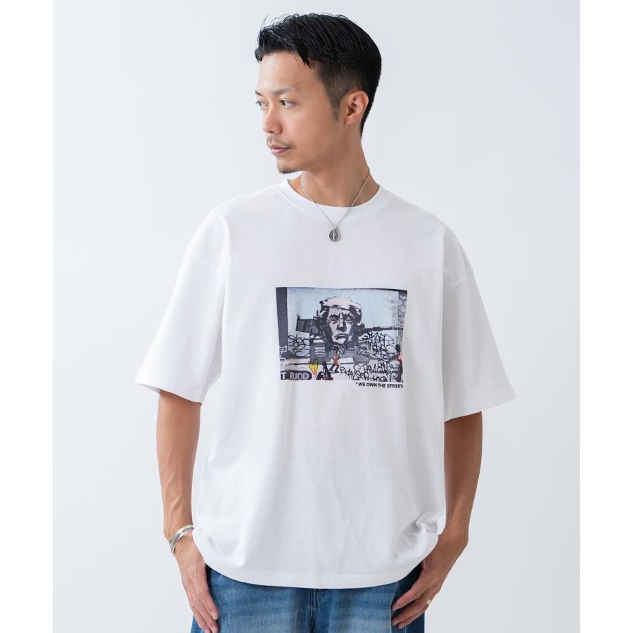 半袖Tシャツ メンズ オリジナルプリント 半袖Tシャツ ボスアートウォール アート グラフィック カットソー カジュアル アメカジ ストリート スケーター ホワイト | improves | 03