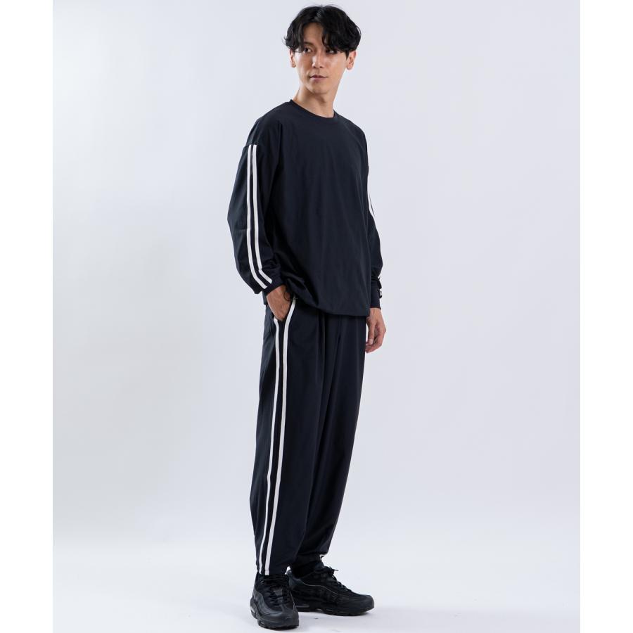 ワイドパンツ メンズ タックパンツ トラックパンツ バルーンパンツ サイドライン イージーパンツ ルーズ ストリート ユニセックス | improves | 23