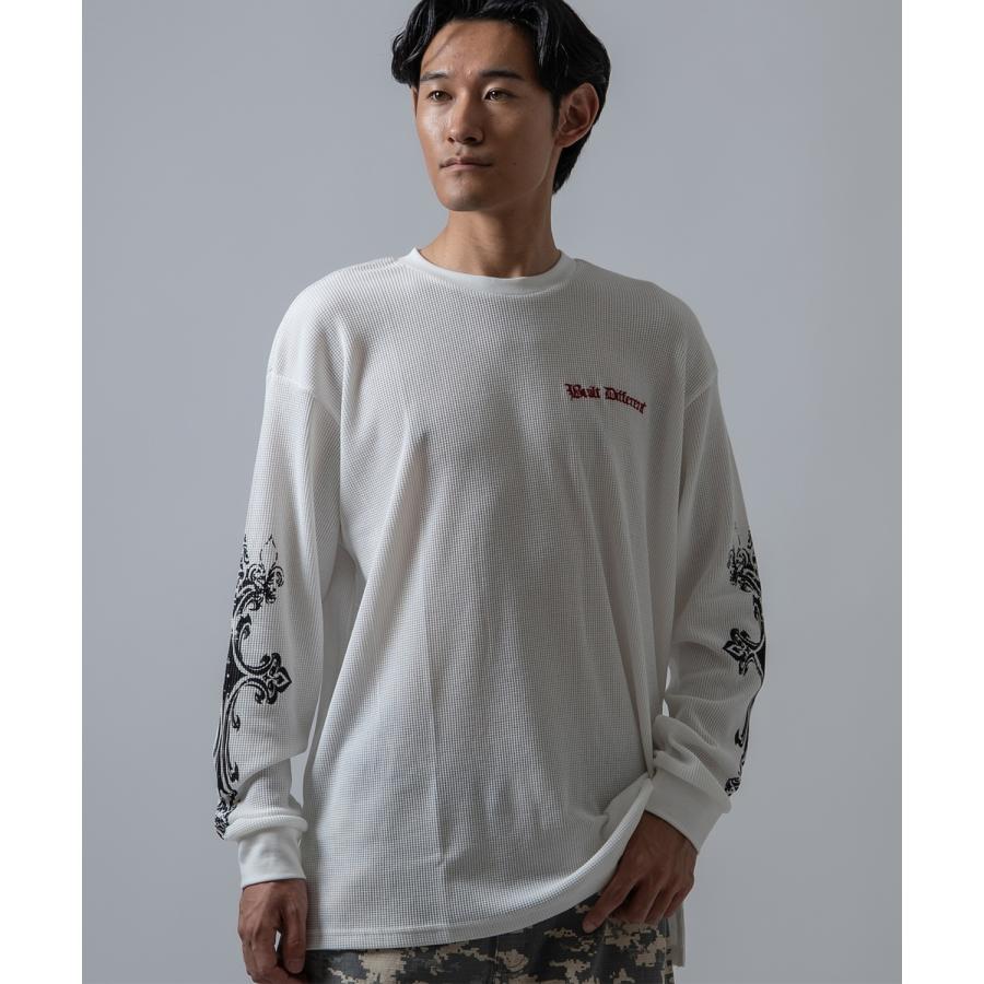 長袖Tシャツ メンズ クロススカル ワッフル ロンTEE アメカジ カジュアル Y2K ストリート 90s ストリート 韓国ファッション | improves | 15