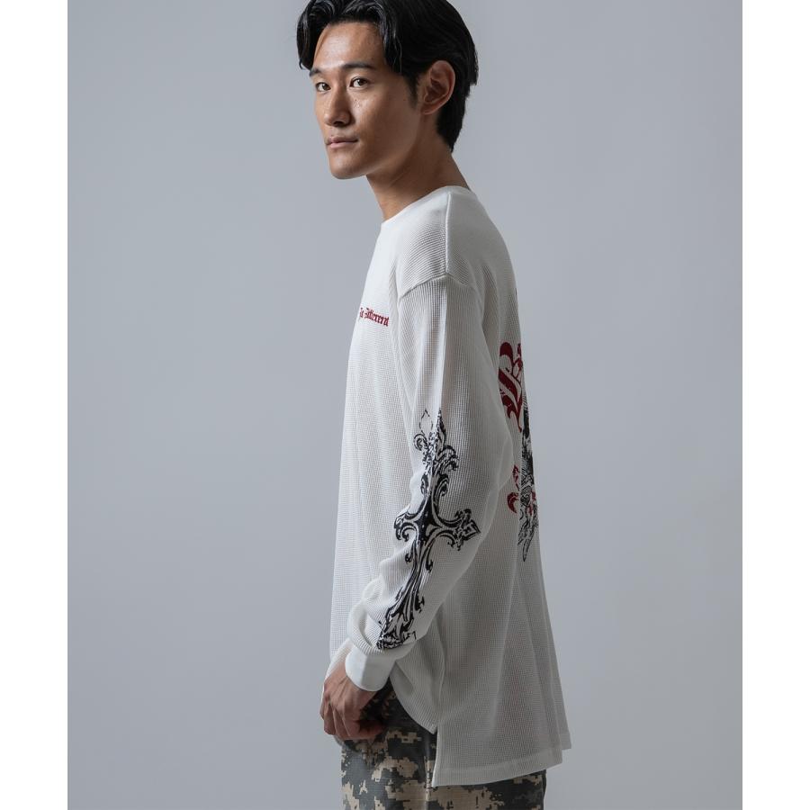 長袖Tシャツ メンズ クロススカル ワッフル ロンTEE アメカジ カジュアル Y2K ストリート 90s ストリート 韓国ファッション | improves | 16