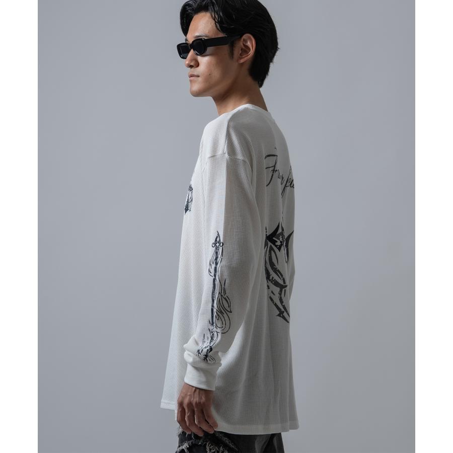 長袖Tシャツ メンズ クロススカル ワッフル ロンTEE アメカジ カジュアル Y2K ストリート 90s ストリート 韓国ファッション | improves | 08