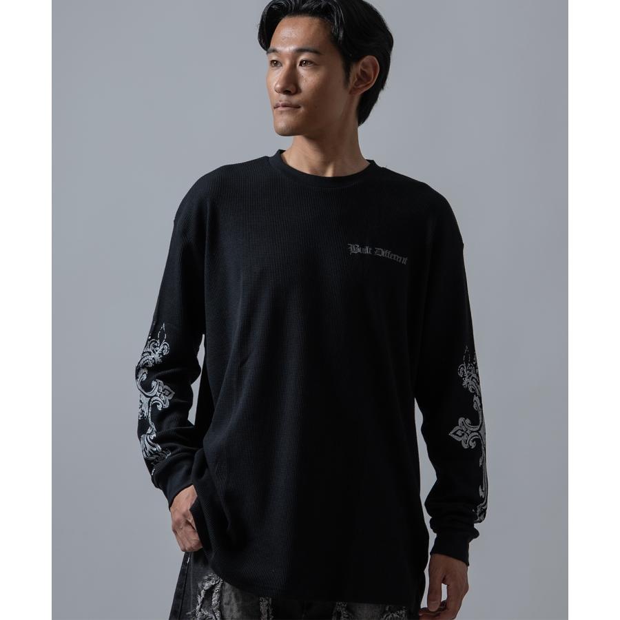 長袖Tシャツ メンズ クロススカル ワッフル ロンTEE アメカジ カジュアル Y2K ストリート 90s ストリート 韓国ファッション | improves | 11