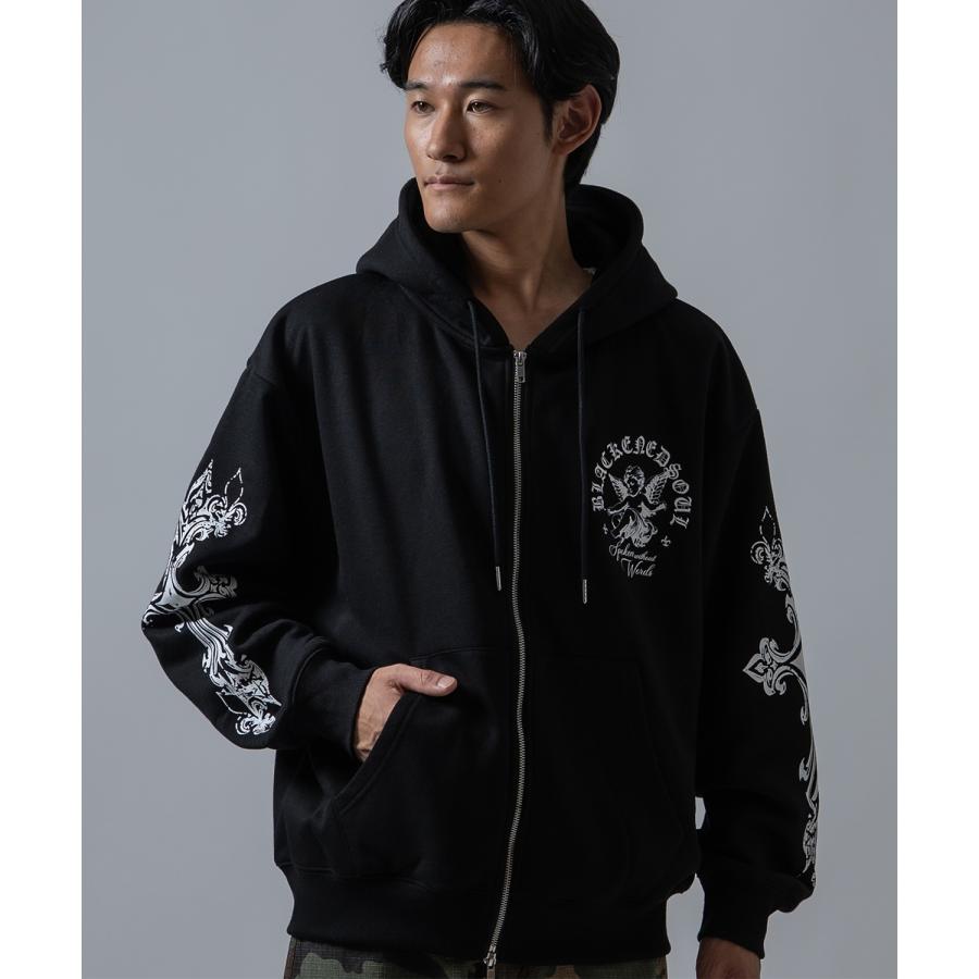 パーカー メンズ 刺しゅう ロゴ ヴィンテージ加工 ショート丈 裏起毛 スウェット ジップエンジェル クロス アメカジ ストリート 90s ストリート 韓国 | improves | 13