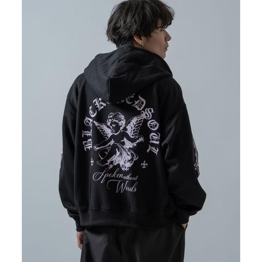 パーカー メンズ 刺しゅう ロゴ ヴィンテージ加工 ショート丈 裏起毛 スウェット ジップエンジェル クロス アメカジ ストリート 90s ストリート 韓国 | improves | 17