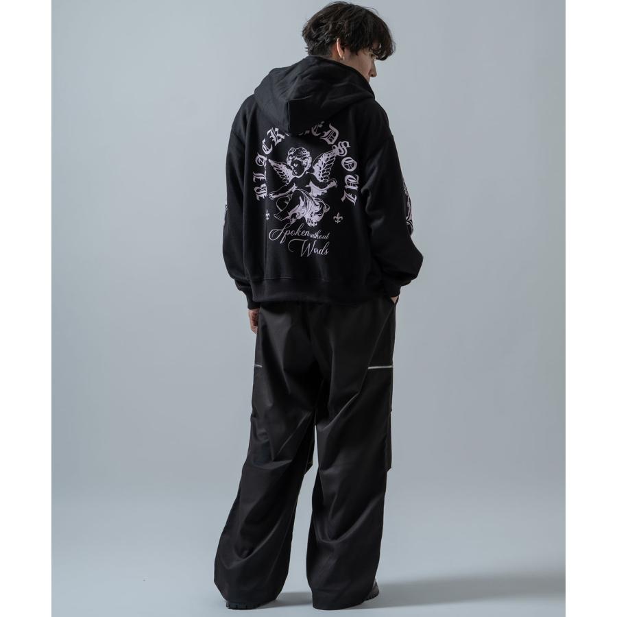 パーカー メンズ 刺しゅう ロゴ ヴィンテージ加工 ショート丈 裏起毛 スウェット ジップエンジェル クロス アメカジ ストリート 90s ストリート 韓国 | improves | 18