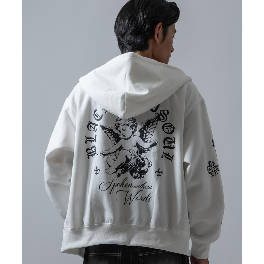 パーカー メンズ 刺しゅう ロゴ ヴィンテージ加工 ショート丈 裏起毛 スウェット ジップエンジェル クロス アメカジ ストリート 90s ストリート 韓国 | improves | 04