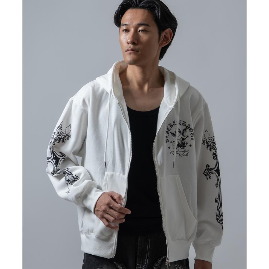 パーカー メンズ 刺しゅう ロゴ ヴィンテージ加工 ショート丈 裏起毛 スウェット ジップエンジェル クロス アメカジ ストリート 90s ストリート 韓国 | improves | 06