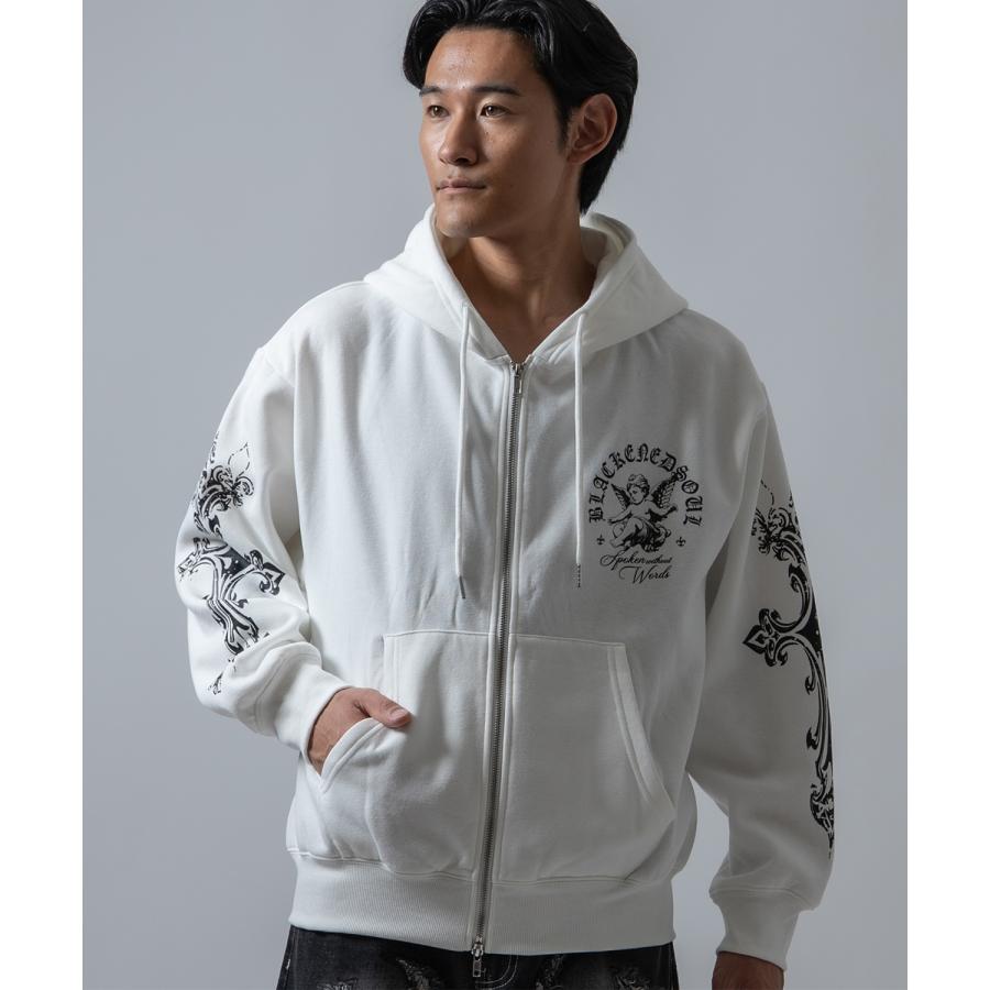パーカー メンズ 刺しゅう ロゴ ヴィンテージ加工 ショート丈 裏起毛 スウェット ジップエンジェル クロス アメカジ ストリート 90s ストリート 韓国 | improves | 08