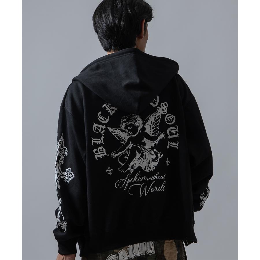 パーカー メンズ 刺しゅう ロゴ ヴィンテージ加工 ショート丈 裏起毛 スウェット ジップエンジェル クロス アメカジ ストリート 90s ストリート 韓国 | improves | 09