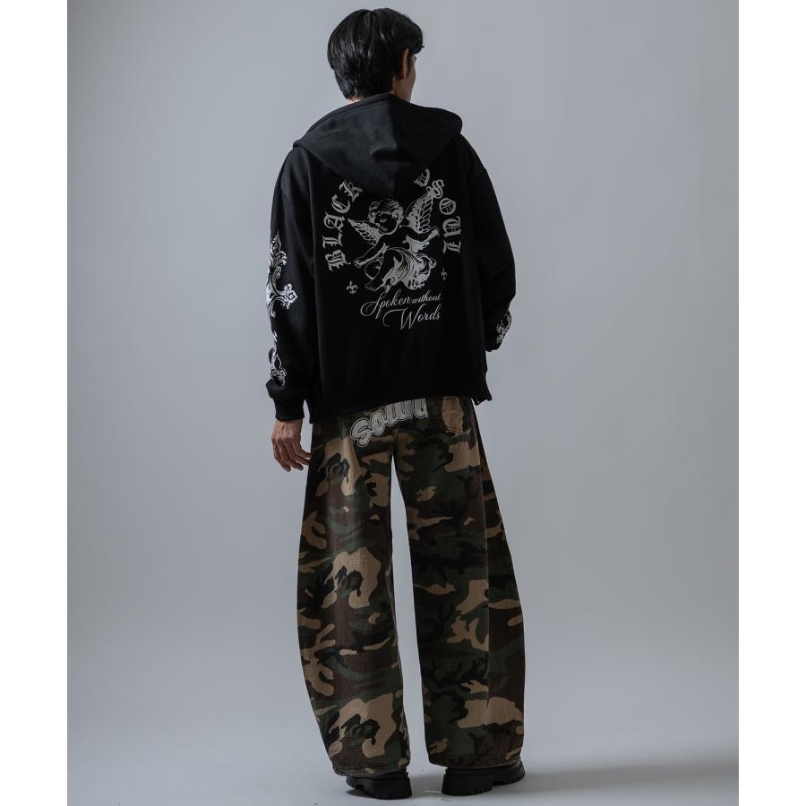 パーカー メンズ 刺しゅう ロゴ ヴィンテージ加工 ショート丈 裏起毛 スウェット ジップエンジェル クロス アメカジ ストリート 90s ストリート 韓国 | improves | 10