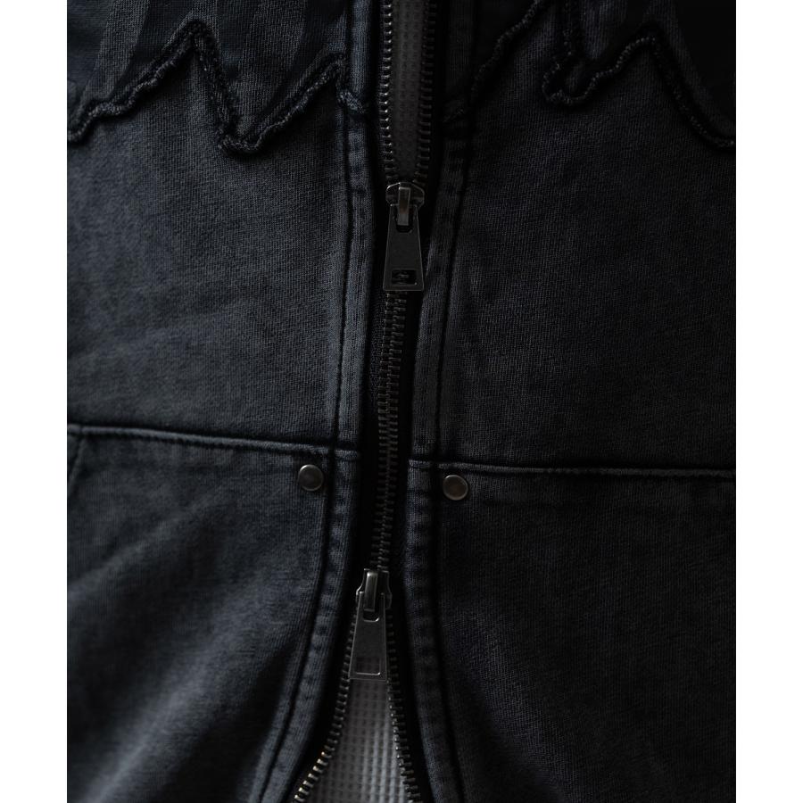 パーカー メンズ 刺しゅう ロゴ ヴィンテージ加工 ショート丈 裏毛 スウェット ジップパーカー トライバル アメカジ カジュアル Y2K ストリート 90s ストリート | improves | 15