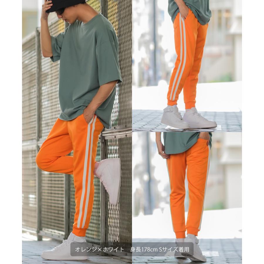 ジャージ ラインパンツ メンズ  ダンス スキニー スリム サイドライン ジョガーパンツ ブラック 黒 | improves | 14