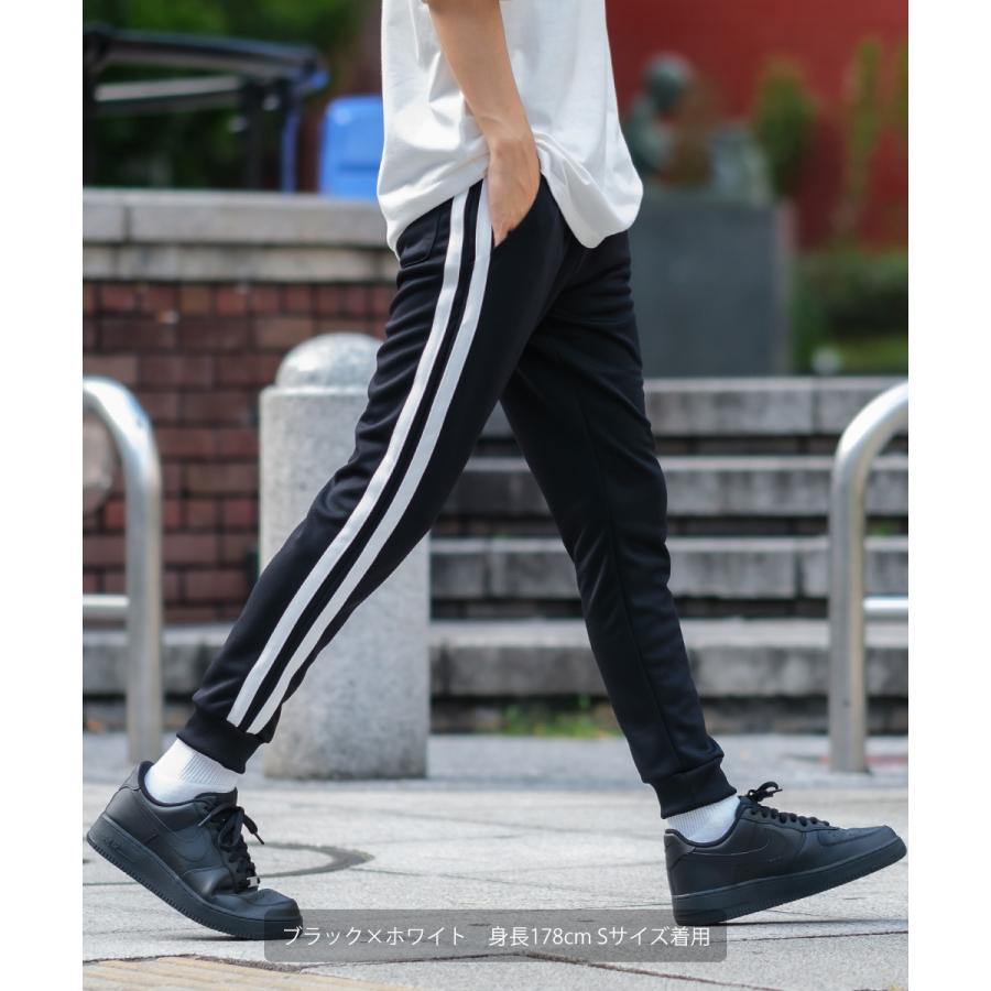 ジャージ ラインパンツ メンズ  ダンス スキニー スリム サイドライン ジョガーパンツ ブラック 黒 | improves | 03