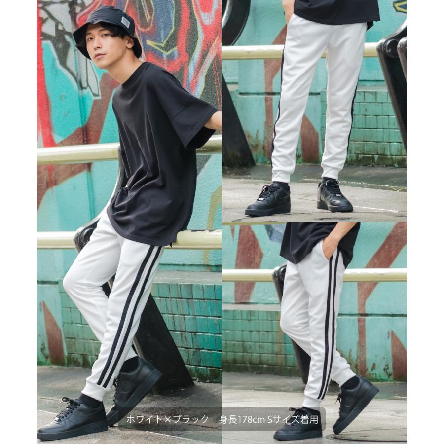ジャージ ラインパンツ メンズ  ダンス スキニー スリム サイドライン ジョガーパンツ ブラック 黒 | improves | 06