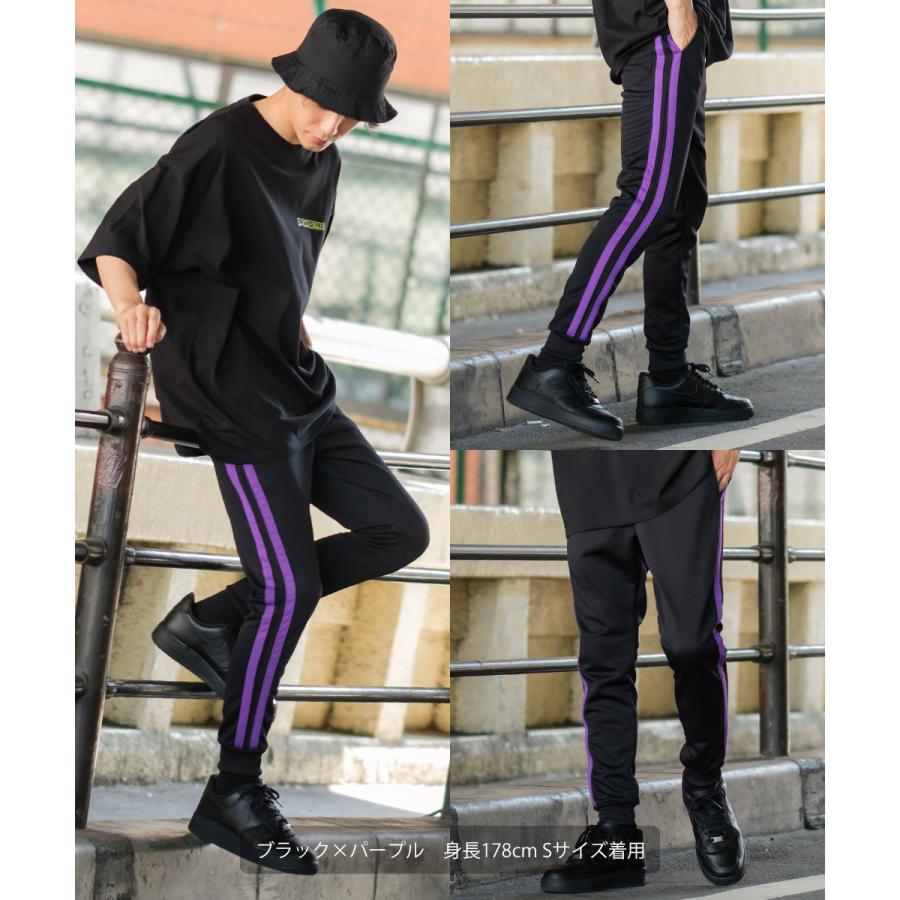 ジャージ ラインパンツ メンズ  ダンス スキニー スリム サイドライン ジョガーパンツ ブラック 黒 | improves | 08