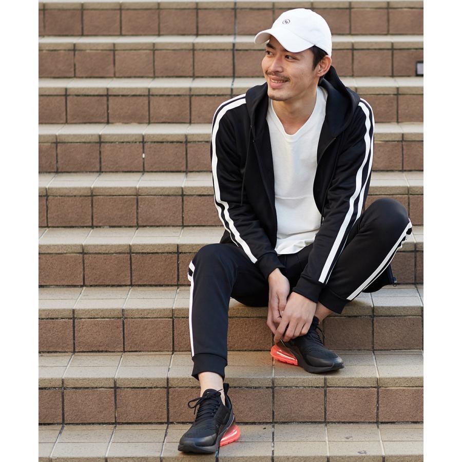 パーカー メンズ ジャージ ライン ジップアップパーカー ジップパーカー 袖ライン ブラック 黒 チェック ストライプ ストリート | improves | 10