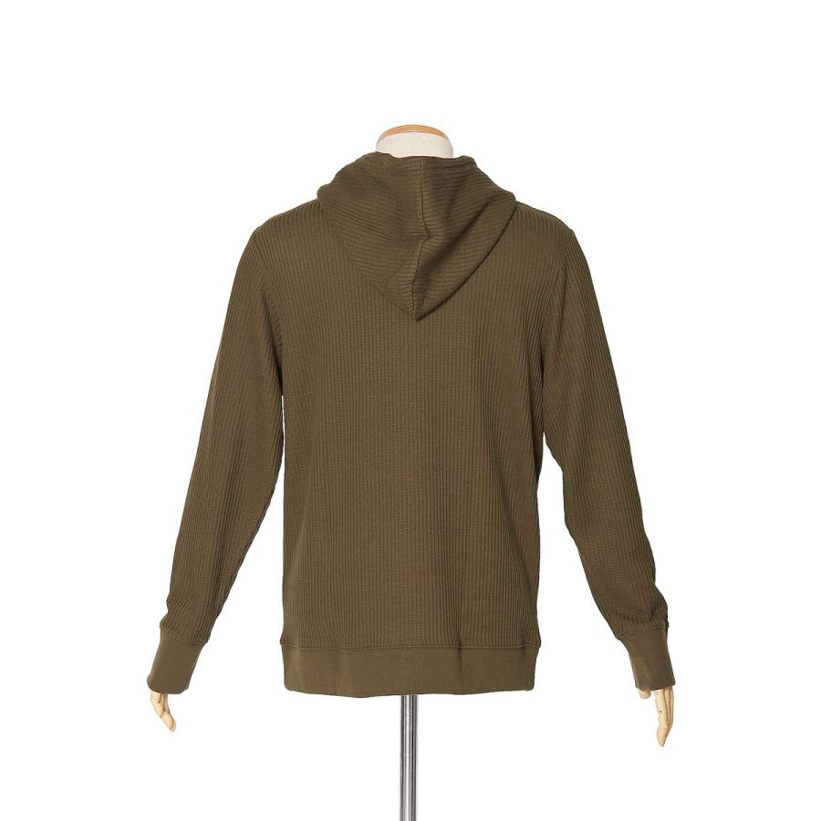 ヘビーワッフル パーカー メンズ 無地 ジップアップパーカー ジップパーカー セットアップ可能 カーキ 黒 サーフ系 | improves | 09