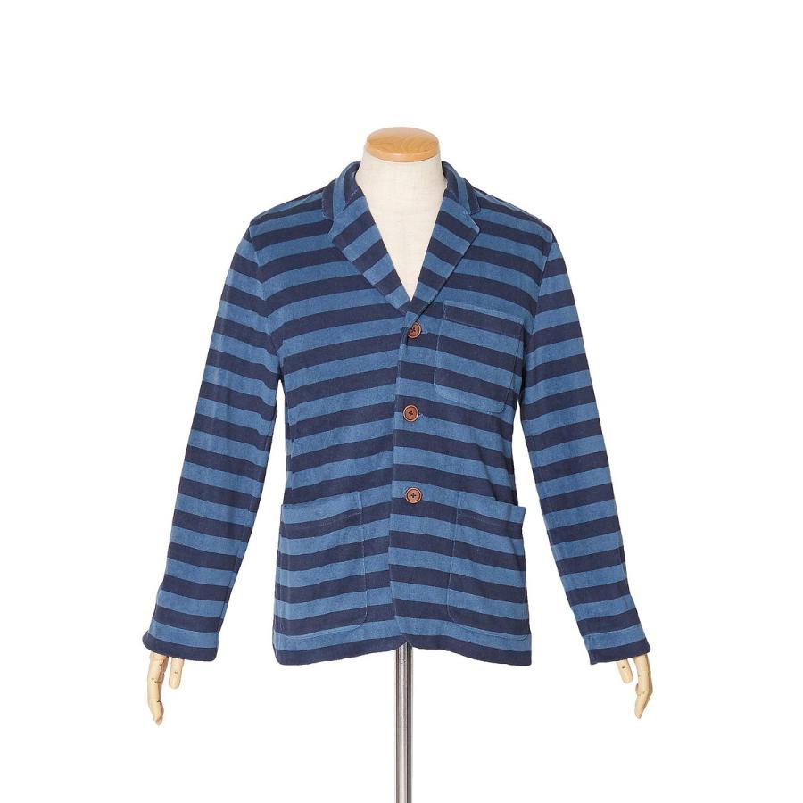 テーラードジャケット メンズ インディゴ パイル ボーダー アウター ジャケット ブレザー ブルゾン ジャンパー ブルー | improves | 04