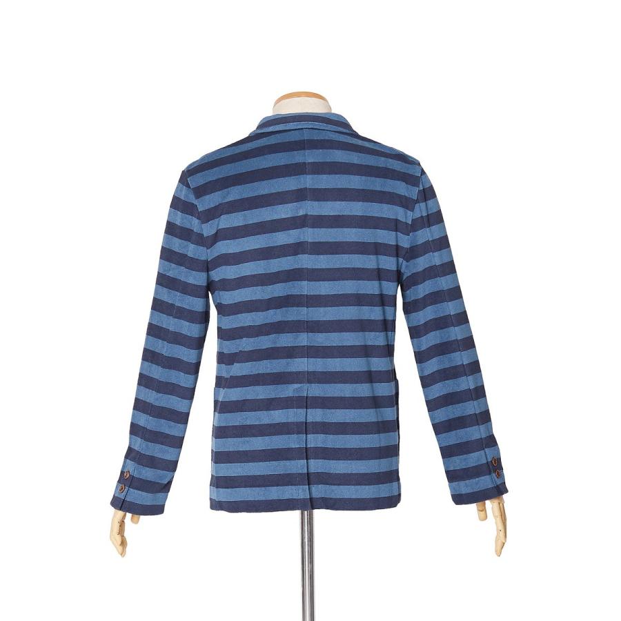 テーラードジャケット メンズ インディゴ パイル ボーダー アウター ジャケット ブレザー ブルゾン ジャンパー ブルー | improves | 06