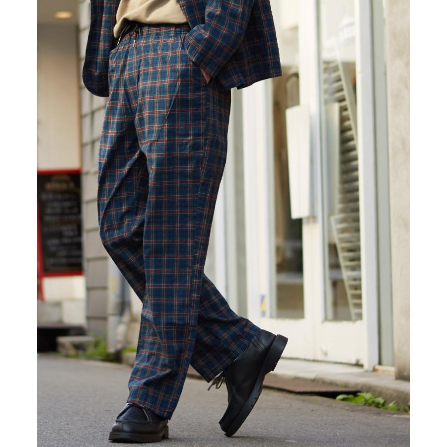 ワイド チェック パンツ メンズ 赤 ワイドパンツ バギーパンツ