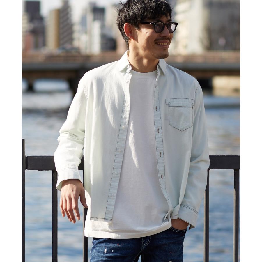 裾フリンジ デニムシャツ メンズ シャツ 長袖 デニム 長袖シャツ ダンガリーシャツ カジュアルシャツ ブルー 青 Improves インプローブス 通販 Yahoo ショッピング