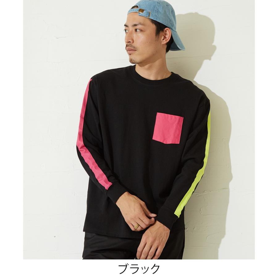 ネオンカラー 袖ライン ロンt メンズ ストリート ロングtシャツ Tシャツ 長袖 ロンティー 長袖tシャツ 蛍光色 白 Improves インプローブス 通販 Yahoo ショッピング
